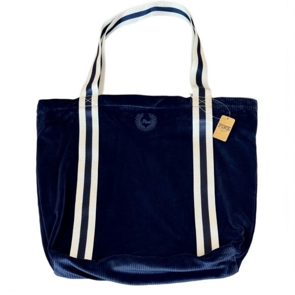 PINK Victoria’s Secret - ribbed velour navy blue tote